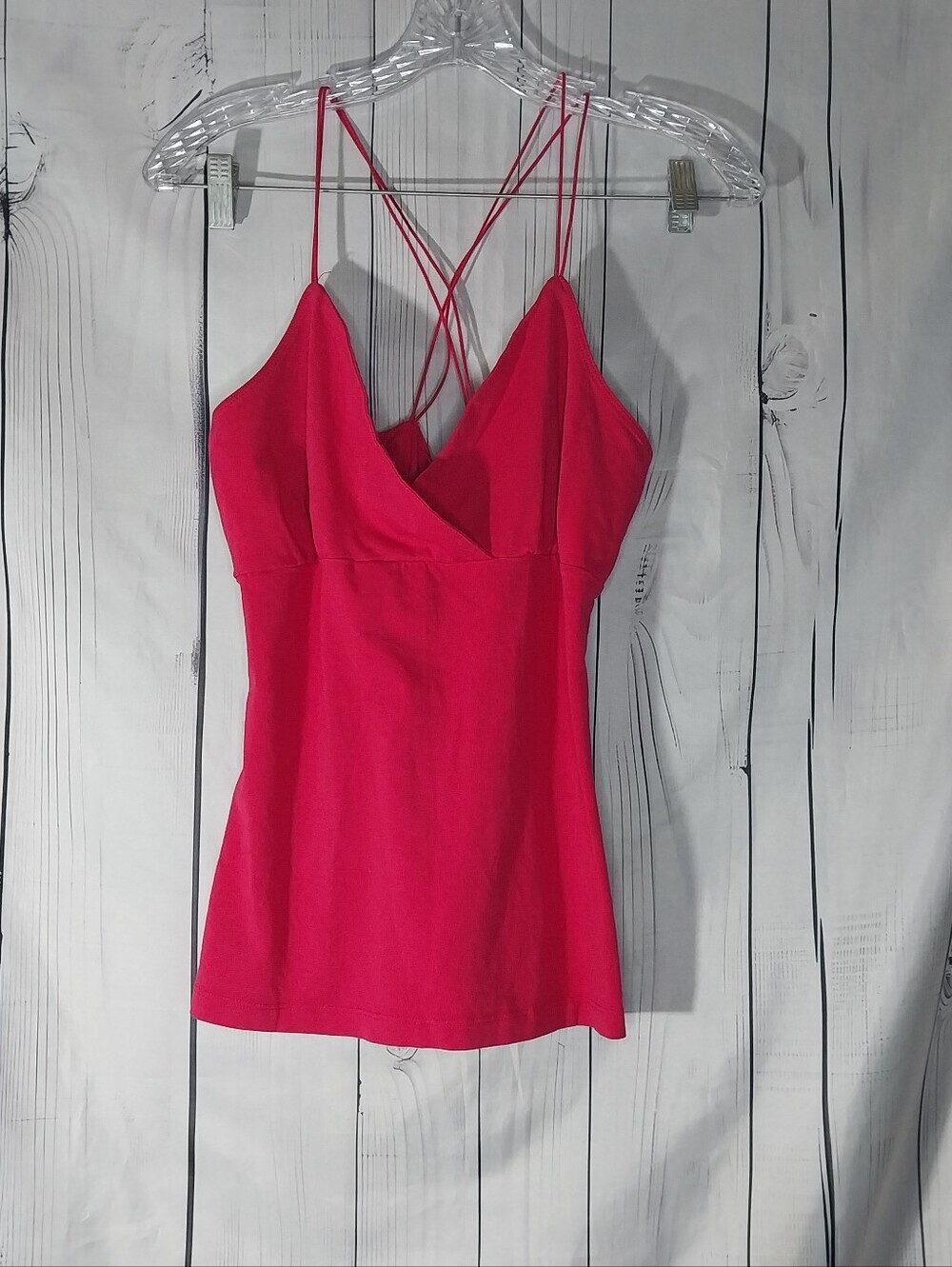 H&M Hot Pink Criss-Cross Double-Strap V-Neck Coquette Y2K Clubwear Cami Top
